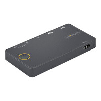 Produktbild för StarTech.com 2-ports hybrid USB-A + HDMI och USB-C KVM-switch - Enskild 4K 60 Hz HDMI 2.0-skärm - Kompakt HDMI KVM-switch för stationär/bärbar dator - USB-bussdriven - Thunderbolt 3-kompatibel - omkopplare för tangentbord/video/mus/ljud - 2 portar