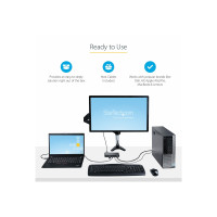 Produktbild för StarTech.com 2-ports hybrid USB-A + HDMI och USB-C KVM-switch - Enskild 4K 60 Hz HDMI 2.0-skärm - Kompakt HDMI KVM-switch för stationär/bärbar dator - USB-bussdriven - Thunderbolt 3-kompatibel - omkopplare för tangentbord/video/mus/ljud - 2 portar