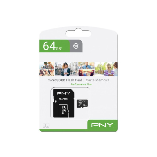 PNY Technologies PNY Performance Plus - flash-minneskort - 64 GB - microSDXC - Övrigt inom minneskort