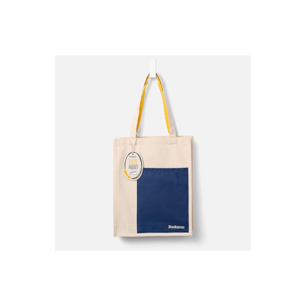 Produktbild för Bookaroo Tote Bag - Navy & Yellow