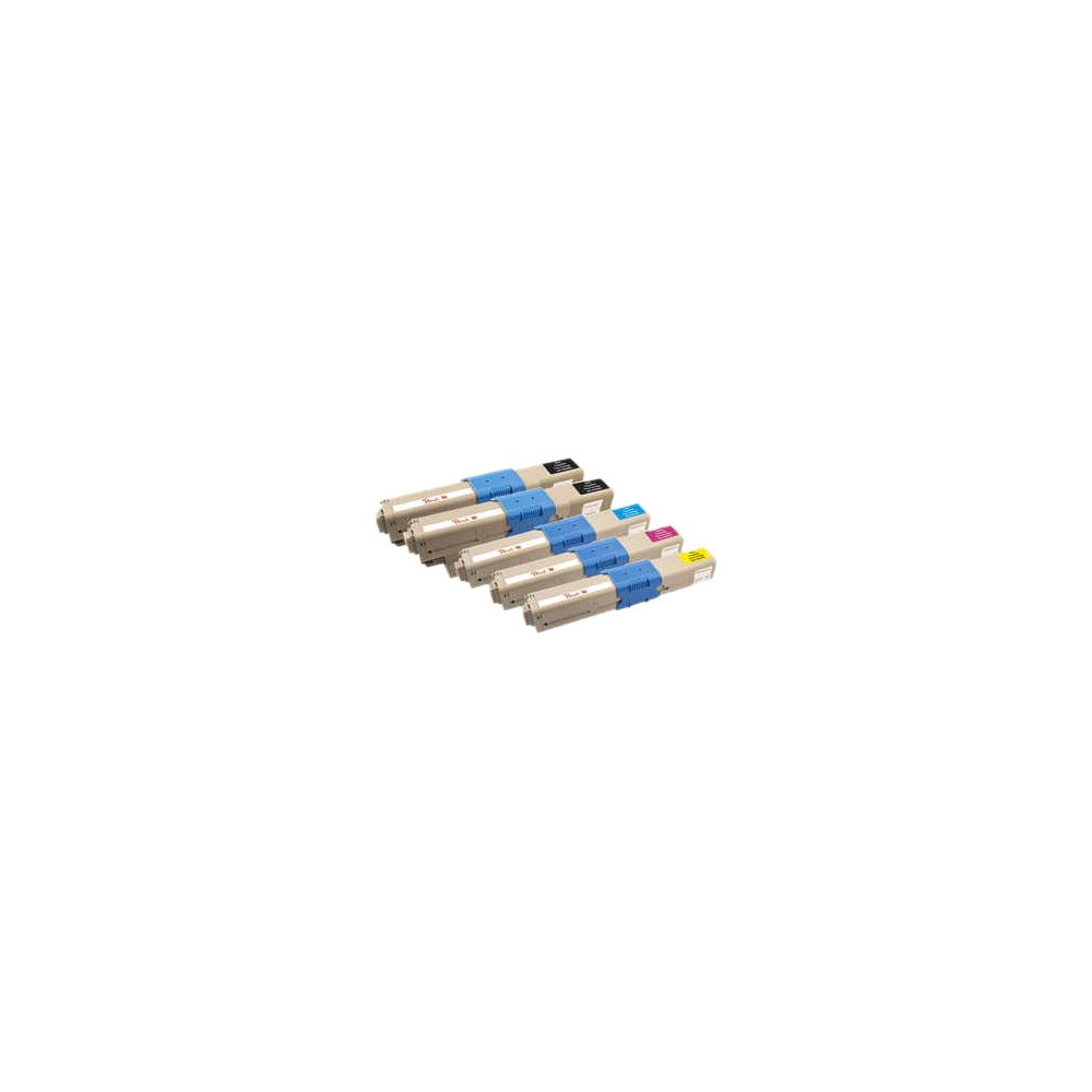 Produktbild för Peach Combi-Pack PLUS - 5-pack - svart, gul, cyan, magenta - kompatibel - återanvänd - tonerkassett (alternativ för: OKI 44469704, OKI 44469705, OKI 44469706, OKI 44469803)
