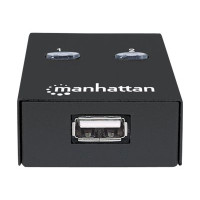 Produktbild för Manhattan USB-A Automatic Sharing Switch, 2x USB-B Ports, 480 Mbps (USB 2.0), Dual Control (Auto-Sensing or Manual), Bus Powered, Hi-Speed USB, inc 1x 1.5m USB-A to USB-B cable, Black, Three Year Warranty, Blister - USB-växel - 2 portar