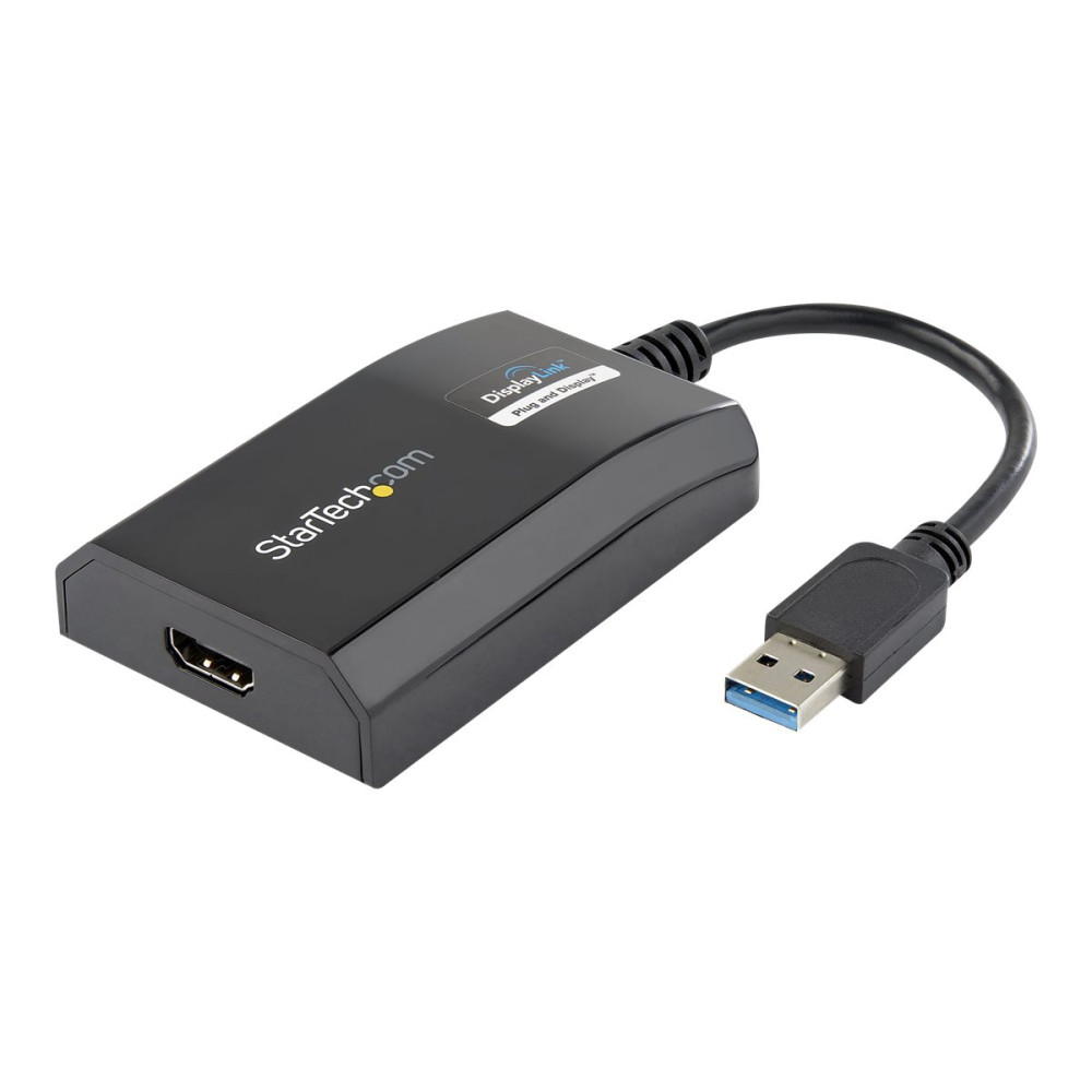 Produktbild för StarTech.com USB 3.0 till HDMI-adapter - DisplayLink-certifierad - 1080p (1920x1200) - USB Type-A till HDMI-skärmadapterkonverterare - Externt video- och grafikkort - Windows/Mac - adapterkabel - HDMI / USB - 16 cm