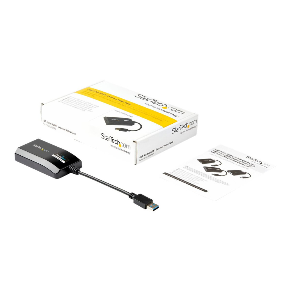 Produktbild för StarTech.com USB 3.0 till HDMI-adapter - DisplayLink-certifierad - 1080p (1920x1200) - USB Type-A till HDMI-skärmadapterkonverterare - Externt video- och grafikkort - Windows/Mac - adapterkabel - HDMI / USB - 16 cm