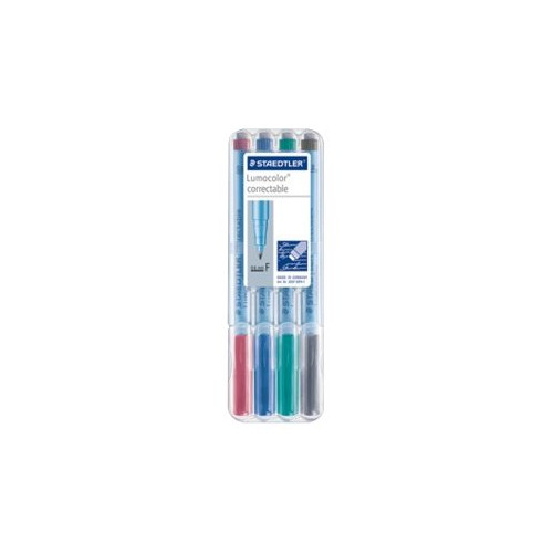STAEDTLER STAEDTLER Lumocolor correctable 305 - markering - svart, röd, blå, grön (paket om 4)