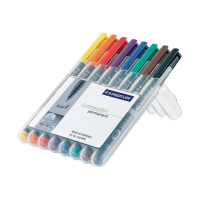 Produktbild för STAEDTLER Lumocolor 318 - fiberspetspenna - svart, röd, blå, grön, gul, orange, brun, violett (paket om 8)