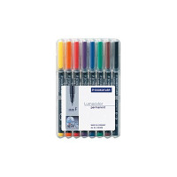 Produktbild för STAEDTLER Lumocolor 318 - fiberspetspenna - svart, röd, blå, grön, gul, orange, brun, violett (paket om 8)