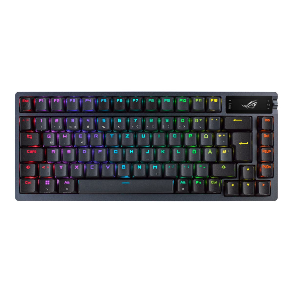 Produktbild för ASUS ROG Azoth - tangentbord - 75% mini-keyboard - med OLED-display - QWERTZ - tysk - svart Inmatningsenhet