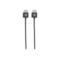 Produktbild för Manhattan HDMI Cable with Ethernet (Ultra Thin), 4K@60Hz (Premium High Speed), 0.5m, Male to Male, Black, Ultra HD 4k x 2k, Fully Shielded, Gold Plated Contacts, Lifetime Warranty, Polybag - HDMI-kabel med Ethernet - 50 cm