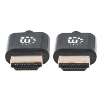 Produktbild för Manhattan HDMI Cable with Ethernet (Ultra Thin), 4K@60Hz (Premium High Speed), 0.5m, Male to Male, Black, Ultra HD 4k x 2k, Fully Shielded, Gold Plated Contacts, Lifetime Warranty, Polybag - HDMI-kabel med Ethernet - 50 cm