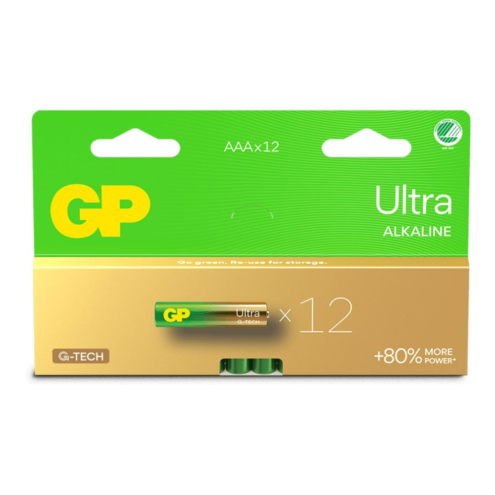 Produktbild för GP Ultra batteri - 12 x AAA - alkaliskt