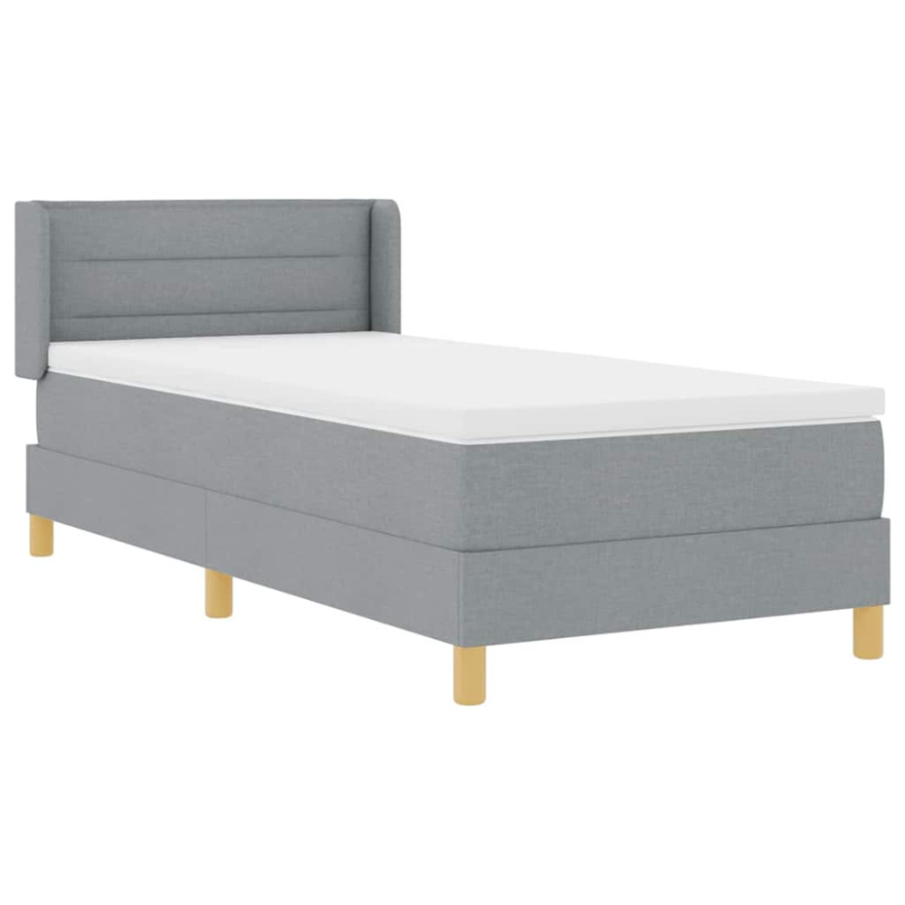 Produktbild för Bäddfjäder med madrass med huvudgavel Ljusgrå 190 x 90 cm tyg