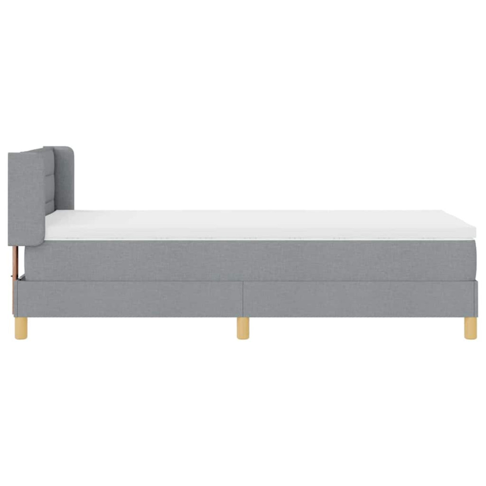 Produktbild för Bäddfjäder med madrass med huvudgavel Ljusgrå 190 x 90 cm tyg