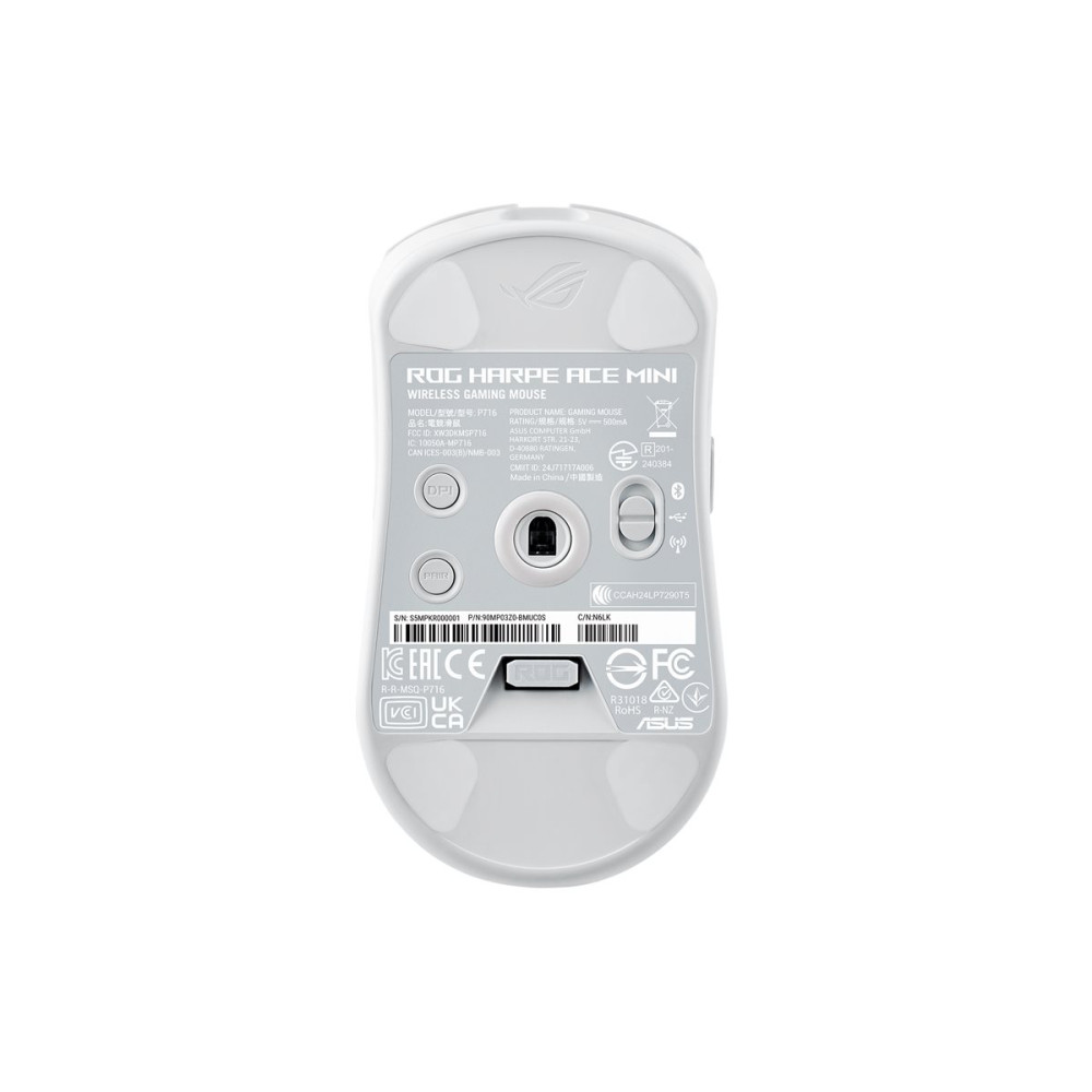 Produktbild för ASUS ROG Harpe Ace Mini - mus - USB 2.0, Bluetooth 5.1, 2.4 GHz - månskensvit