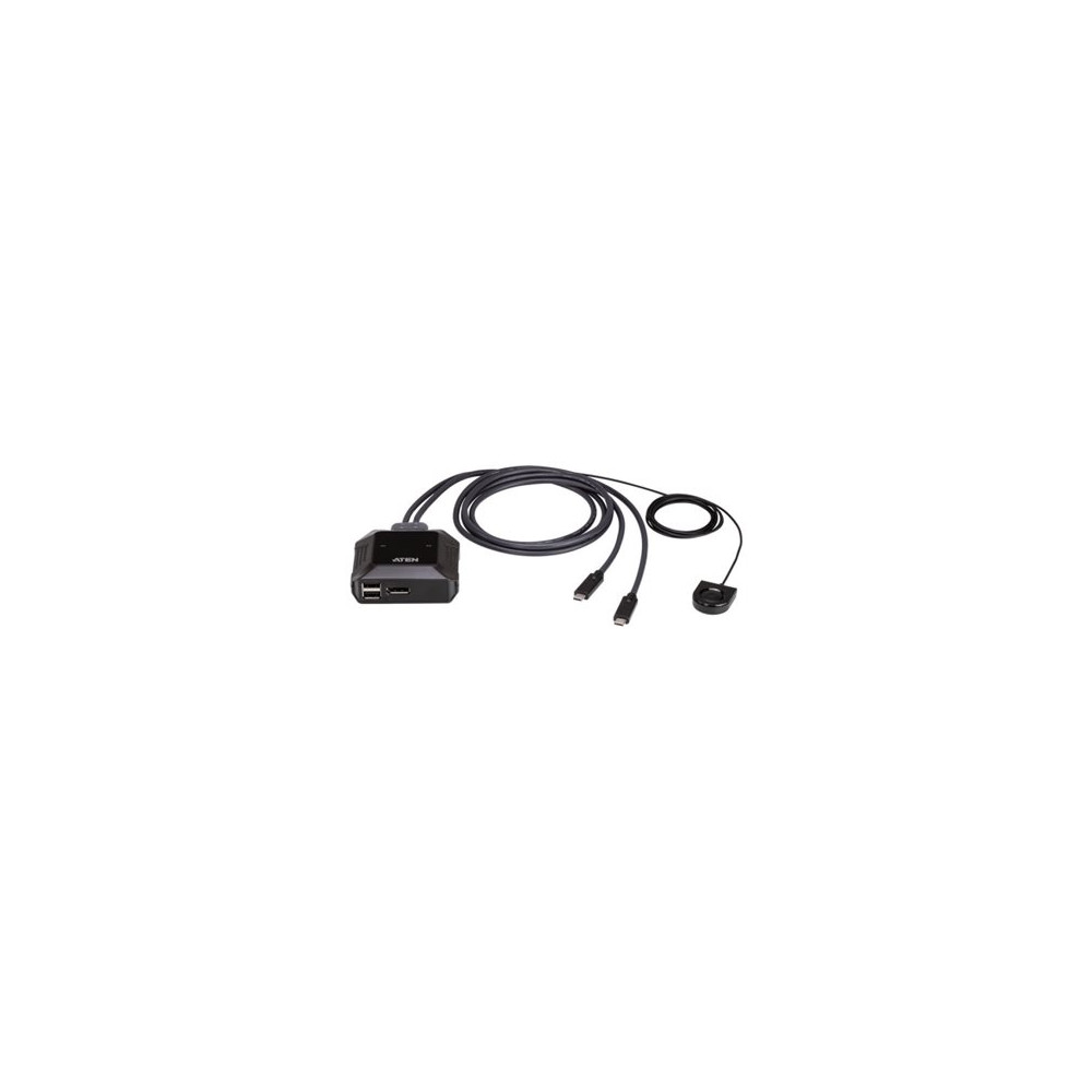 Produktbild för ATEN US3312 - omkopplare för tangentbord/video/mus/ljud/USB - 4K, DisplayPort, USB-C-kabel, med fjärrportväljare - 2 portar