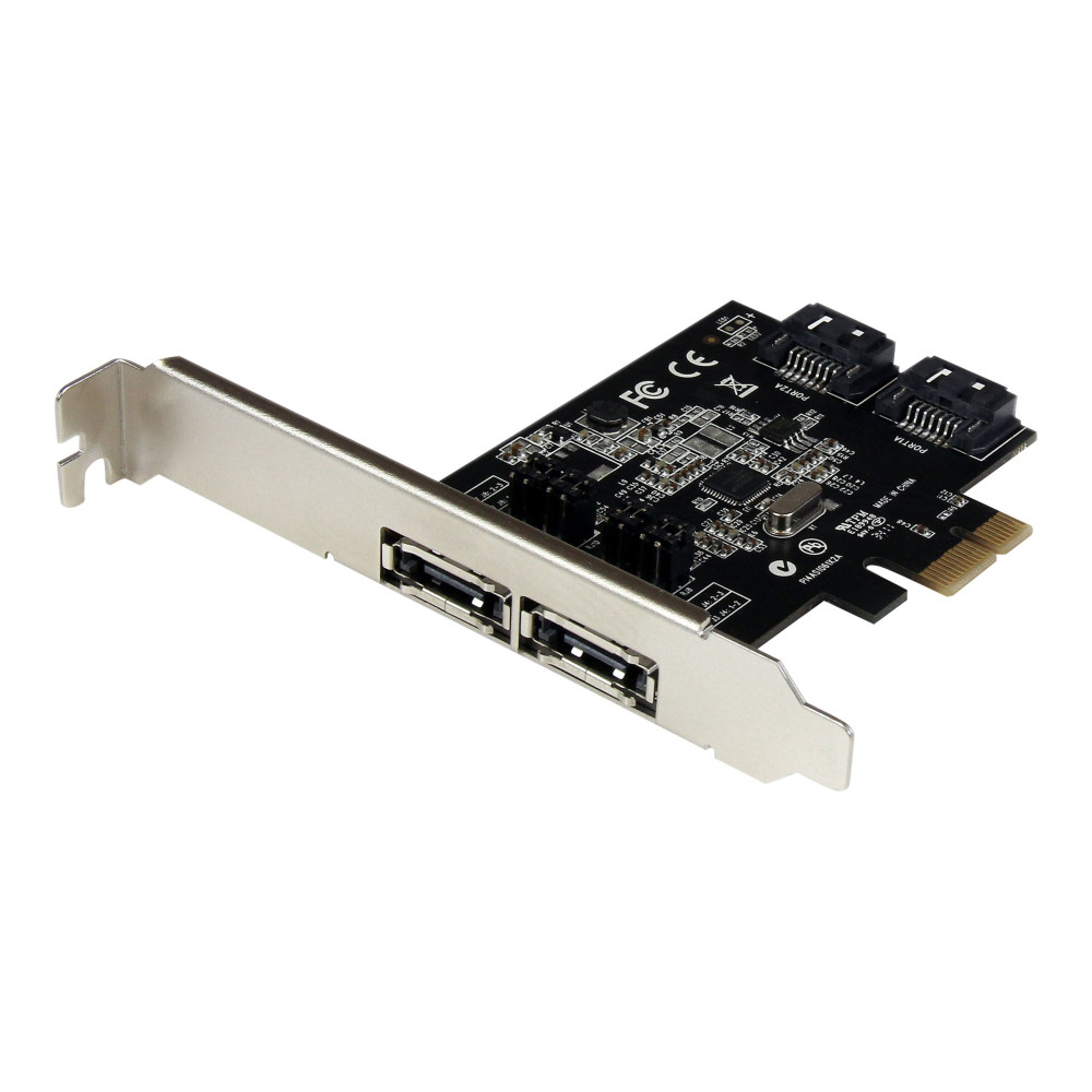 Produktbild för StarTech.com PCI Express SATA 6 Gbps eSATA-kontrollerkort med 2 portar - PCIe SATA III-kort med dubbla portar - 2 interna/2 externa - kontrollerkort - SATA 6Gb/s / eSATA 6Gb/s - PCIe x1