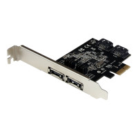 Produktbild för StarTech.com PCI Express SATA 6 Gbps eSATA-kontrollerkort med 2 portar - PCIe SATA III-kort med dubbla portar - 2 interna/2 externa - kontrollerkort - SATA 6Gb/s / eSATA 6Gb/s - PCIe x1