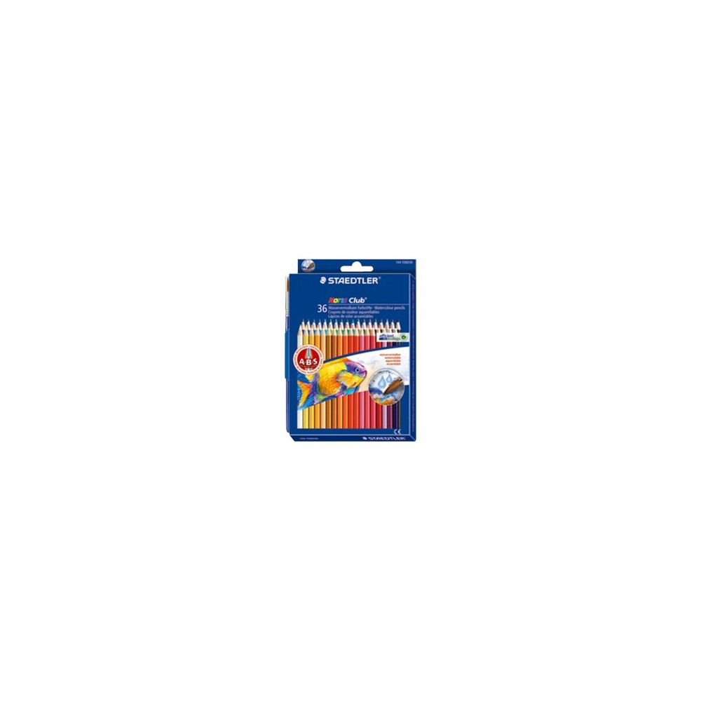 Produktbild för STAEDTLER Noris Club aquarell - färgpenna - svart, röd, blå, grön, ljusblå, gul, orange, violett, rosa, magenta, ljusorange, grå, turkos, olivgrön, koboltblå, vit, persika, delftfajansblå, bränt orangebrun, sandfärgad, havsgrön, lavendelblå, karminröd, lj