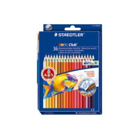 Produktbild för STAEDTLER Noris Club aquarell - färgpenna - svart, röd, blå, grön, ljusblå, gul, orange, violett, rosa, magenta, ljusorange, grå, turkos, olivgrön, koboltblå, vit, persika, delftfajansblå, bränt orangebrun, sandfärgad, havsgrön, lavendelblå, karminröd, lj