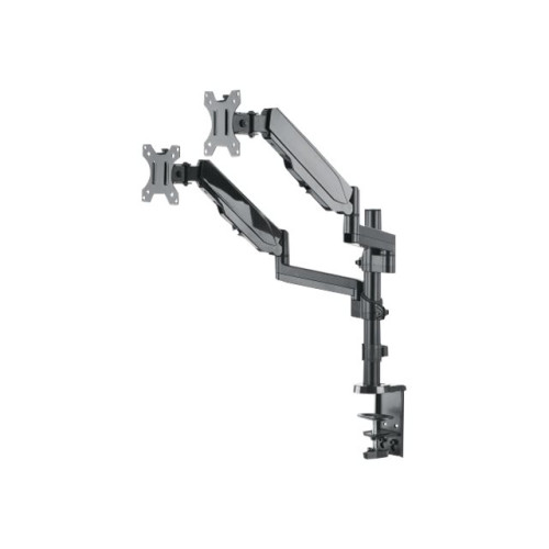 Manhattan Manhattan TV & Monitor Mount, Desk, Full Motion (Gas Spring), 2 screens, Screen Sizes: 10-27", Black, Clamp or Grommet Assembly, Dual Screen, VESA 75x75 to 100x100mm, Max 8kg (each), Lifetime Warranty monteringssats - för 2 LCD-bildskärmar