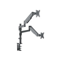Produktbild för Manhattan TV & Monitor Mount, Desk, Full Motion (Gas Spring), 2 screens, Screen Sizes: 10-27", Black, Clamp or Grommet Assembly, Dual Screen, VESA 75x75 to 100x100mm, Max 8kg (each), Lifetime Warranty monteringssats - för 2 LCD-bildskärmar