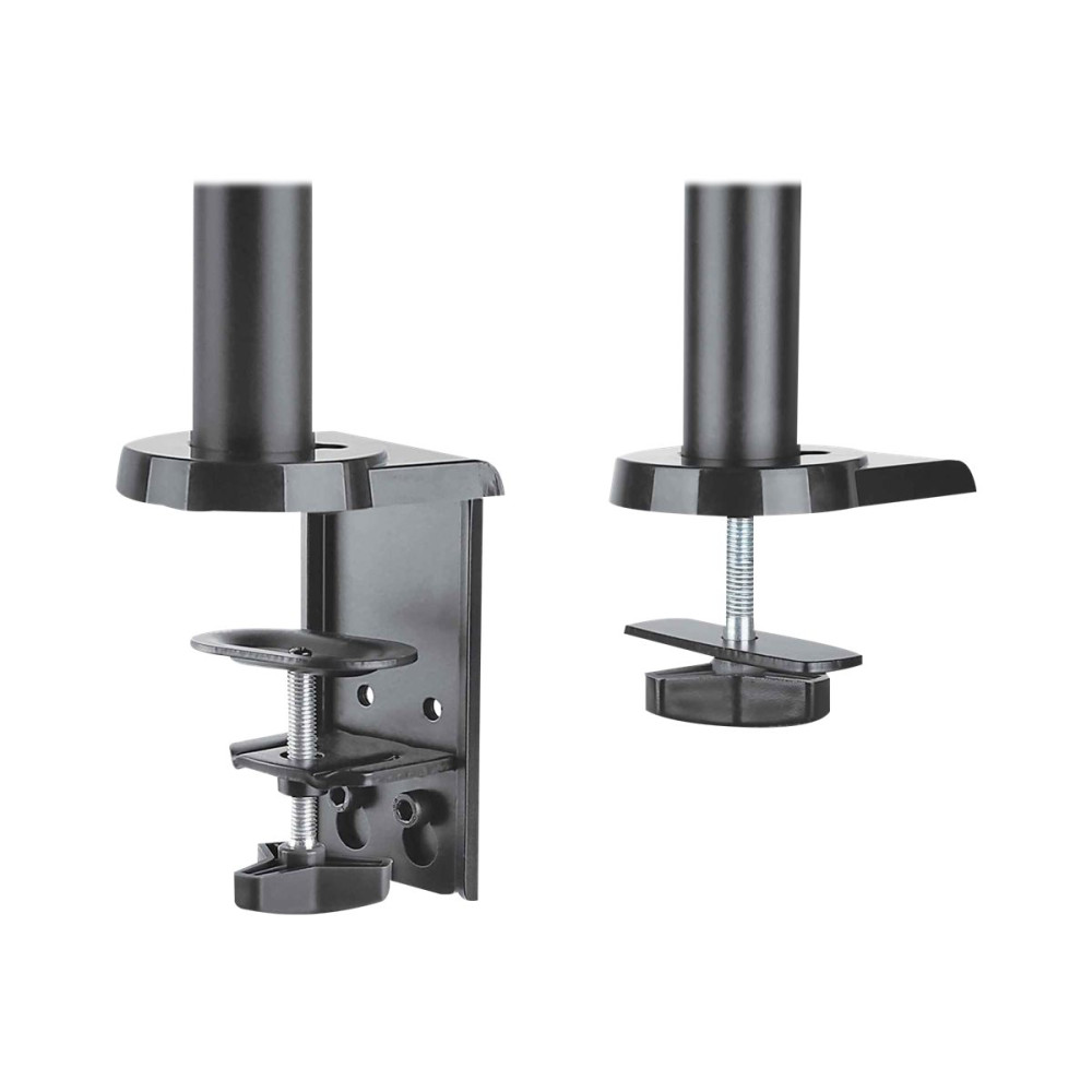 Produktbild för Manhattan TV & Monitor Mount, Desk, Full Motion (Gas Spring), 2 screens, Screen Sizes: 10-27", Black, Clamp or Grommet Assembly, Dual Screen, VESA 75x75 to 100x100mm, Max 8kg (each), Lifetime Warranty monteringssats - för 2 LCD-bildskärmar