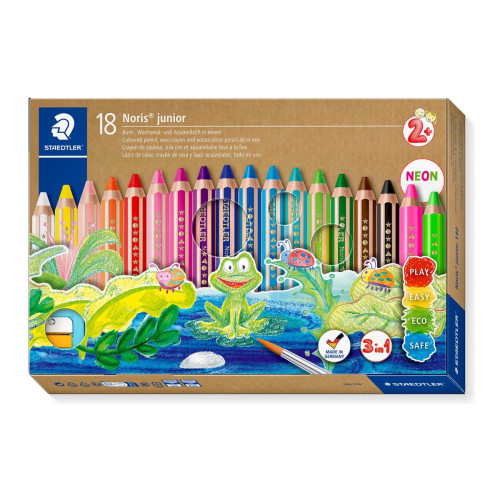 STAEDTLER STAEDTLER buddy 3 in 1 - färgpenna - svart, röd, blå, grön, ljusblå, gul, orange, violett, ljusgrön, magenta, turkos, koboltblå, vit, van dyke-brun, hudton, röd syren, neongrön, neon rosaröd (paket om 18)