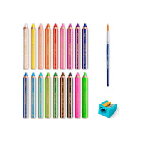 Produktbild för STAEDTLER buddy 3 in 1 - färgpenna - svart, röd, blå, grön, ljusblå, gul, orange, violett, ljusgrön, magenta, turkos, koboltblå, vit, van dyke-brun, hudton, röd syren, neongrön, neon rosaröd (paket om 18)