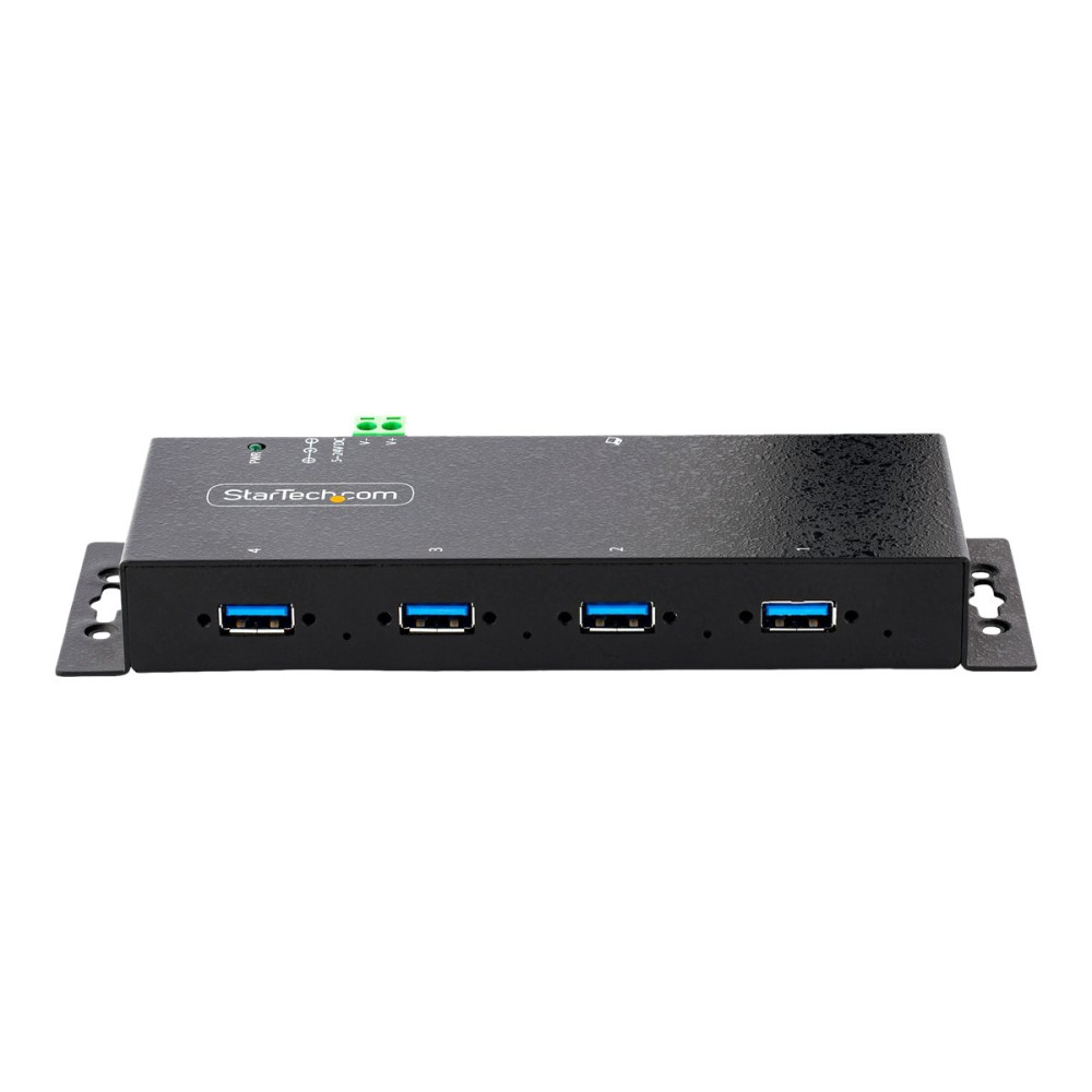 Produktbild för StarTech.com 4-Port Industrial USB 3.0 5Gbps Hub, Rugged USB Hub w/15kV Air/8kV Contact ESD and Surge Protection, DIN/Wall/Desk Mountable USB-A Hub, USB Expansion Hub with Locking Ports - Metal Construction (5G4AINDNP-USB-A-HUB) - hubb - industriell - 4 p