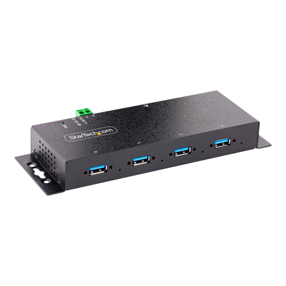 Produktbild för StarTech.com 4-Port Industrial USB 3.0 5Gbps Hub, Rugged USB Hub w/15kV Air/8kV Contact ESD and Surge Protection, DIN/Wall/Desk Mountable USB-A Hub, USB Expansion Hub with Locking Ports - Metal Construction (5G4AINDNP-USB-A-HUB) - hubb - industriell - 4 p