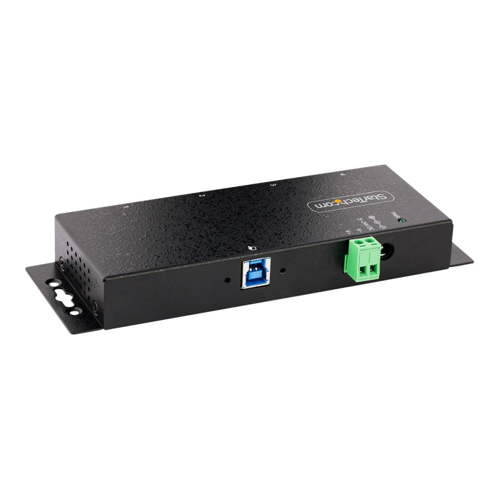 Produktbild för StarTech.com 4-Port Industrial USB 3.0 5Gbps Hub, Rugged USB Hub w/15kV Air/8kV Contact ESD and Surge Protection, DIN/Wall/Desk Mountable USB-A Hub, USB Expansion Hub with Locking Ports - Metal Construction (5G4AINDNP-USB-A-HUB) - hubb - industriell - 4 p