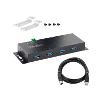 Produktbild för StarTech.com 4-Port Industrial USB 3.0 5Gbps Hub, Rugged USB Hub w/15kV Air/8kV Contact ESD and Surge Protection, DIN/Wall/Desk Mountable USB-A Hub, USB Expansion Hub with Locking Ports - Metal Construction (5G4AINDNP-USB-A-HUB) - hubb - industriell - 4 p