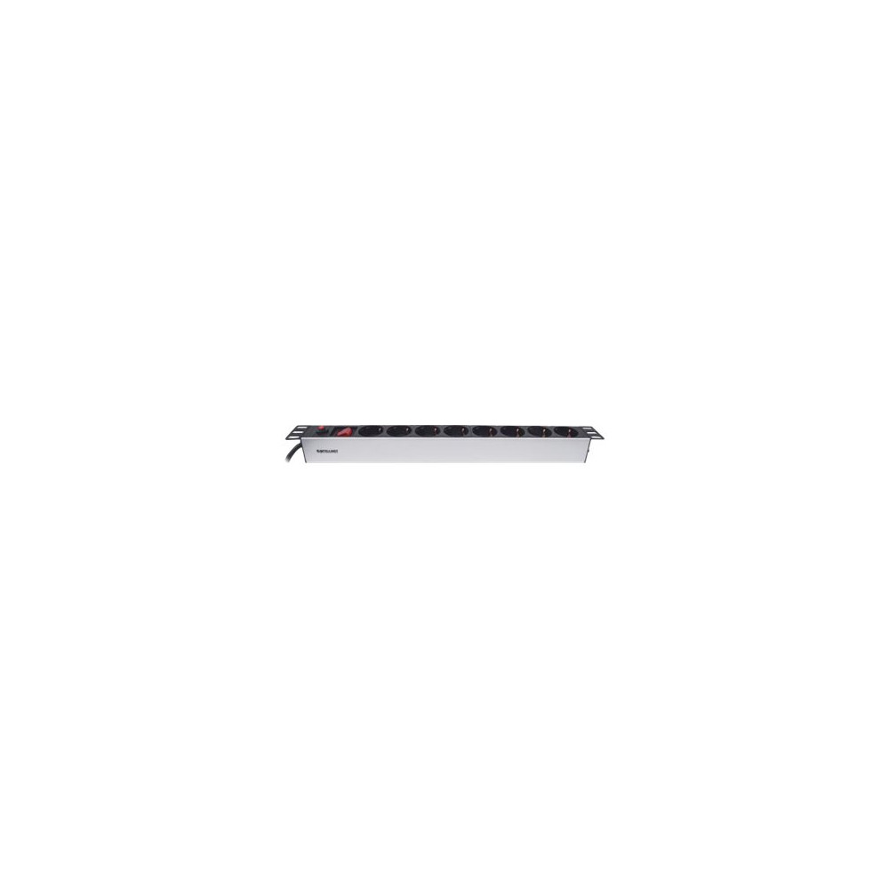 Produktbild för Intellinet 19" 1U Rackmount 8-Way Power Strip - German Type, With On/Off Switch and Overload Protection, 3m Power Cord - effektband