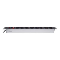 Produktbild för Intellinet 19" 1U Rackmount 8-Way Power Strip - German Type, With On/Off Switch and Overload Protection, 3m Power Cord - effektband