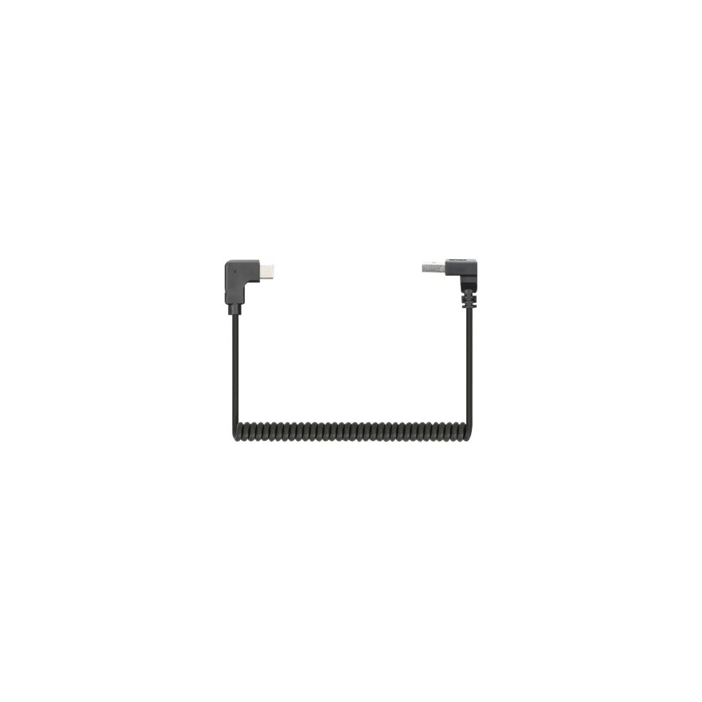 Produktbild för Manhattan USB-C to USB-A Cable, 1m, Male to Male, Black, 480 Mbps (USB 2.0), Tangle Resistant Curly Design, Angled Connectors, Ideal for Charging Cabinets/Carts, Hi-Speed USB, Lifetime Warranty, Polybag - USB typ C-kabel - USB (endast ström) till USB-C (e