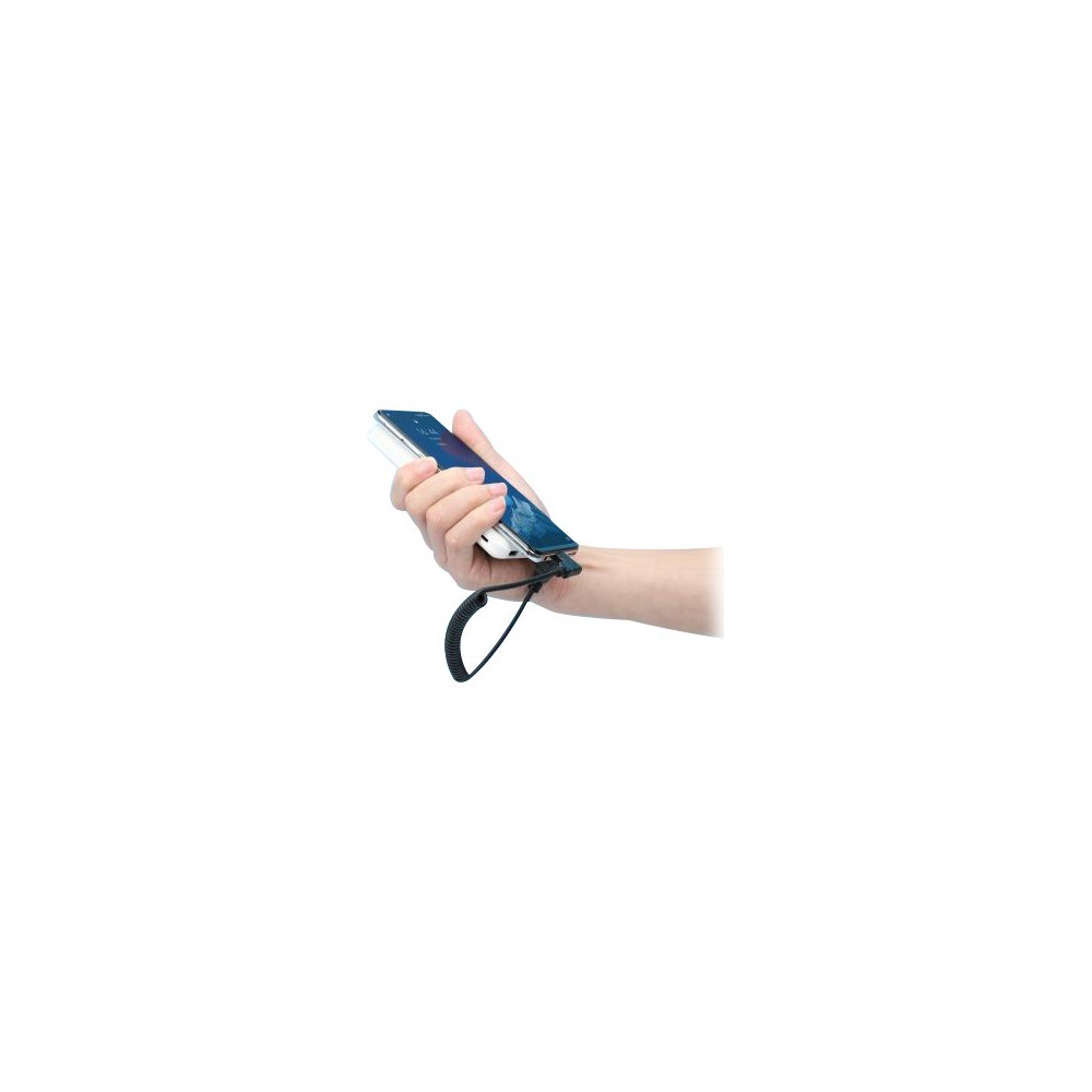Produktbild för Manhattan USB-C to USB-A Cable, 1m, Male to Male, Black, 480 Mbps (USB 2.0), Tangle Resistant Curly Design, Angled Connectors, Ideal for Charging Cabinets/Carts, Hi-Speed USB, Lifetime Warranty, Polybag - USB typ C-kabel - USB (endast ström) till USB-C (e