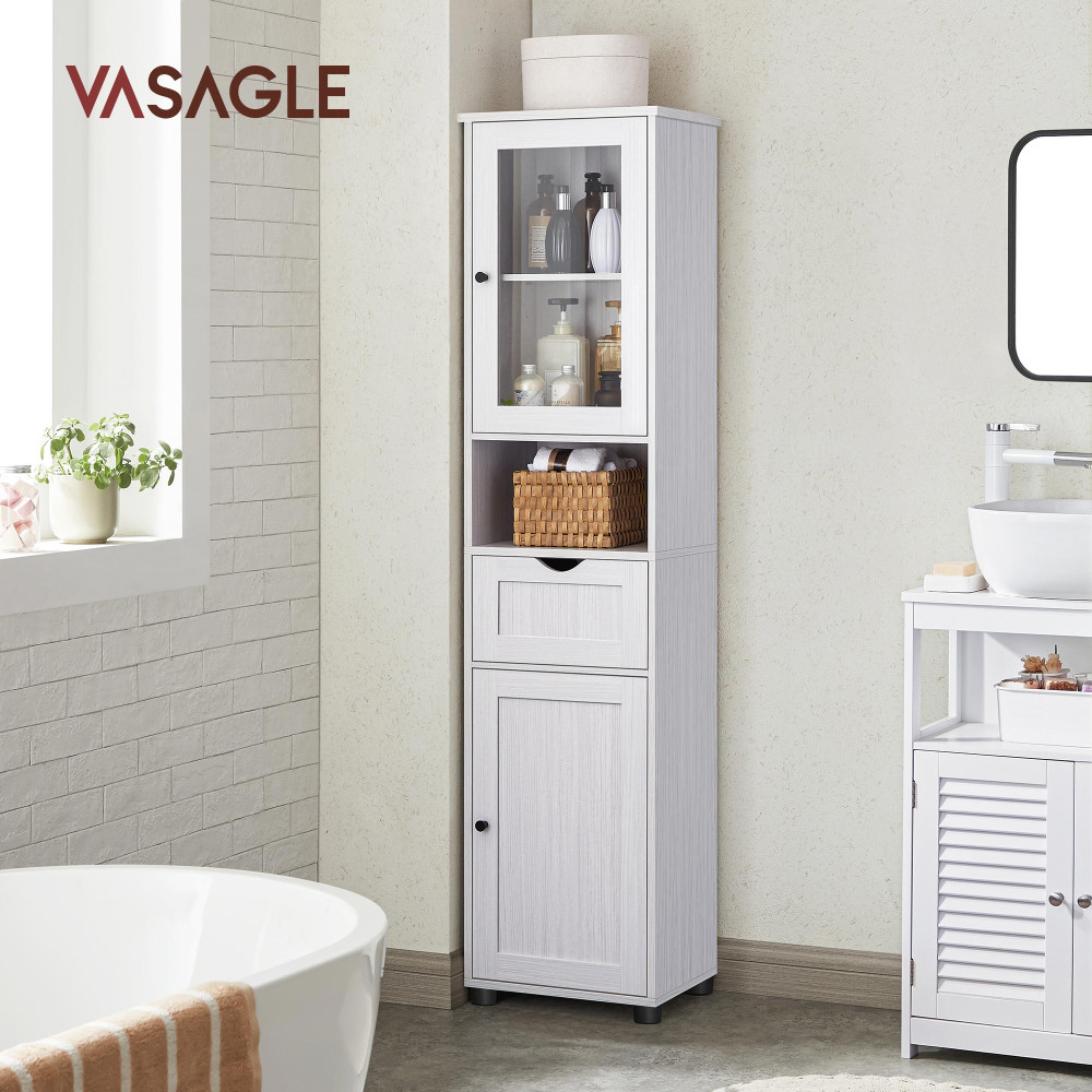 Produktbild för Floor Cabinet Transparent Color T, Snow Maple White 40x30x165cm