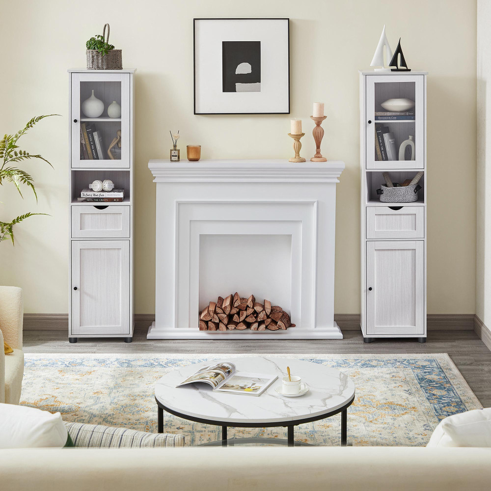 Produktbild för Floor Cabinet Transparent Color T, Snow Maple White 40x30x165cm