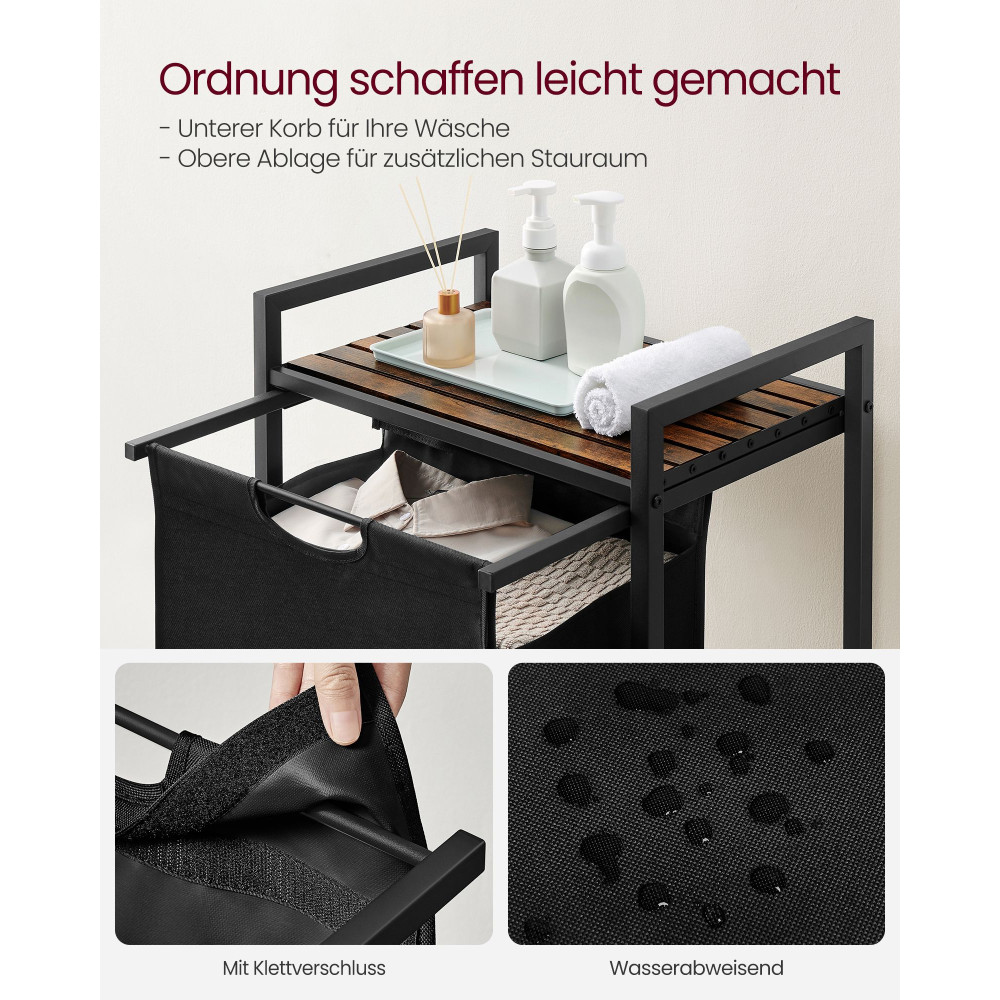 Produktbild för Laundry Basket Vintage Brown-black 50x33x76cm