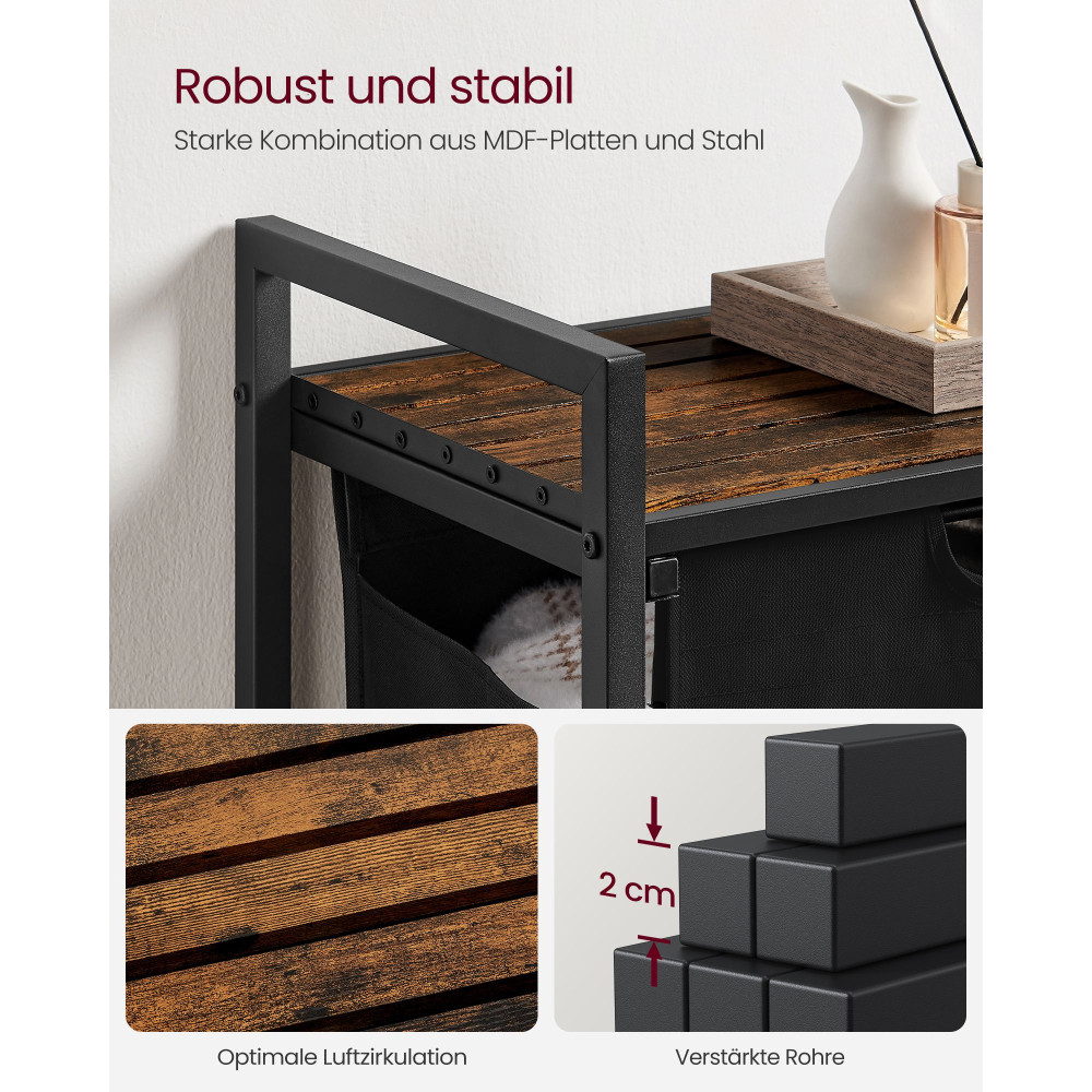 Produktbild för Laundry Basket Vintage Brown-black 50x33x76cm