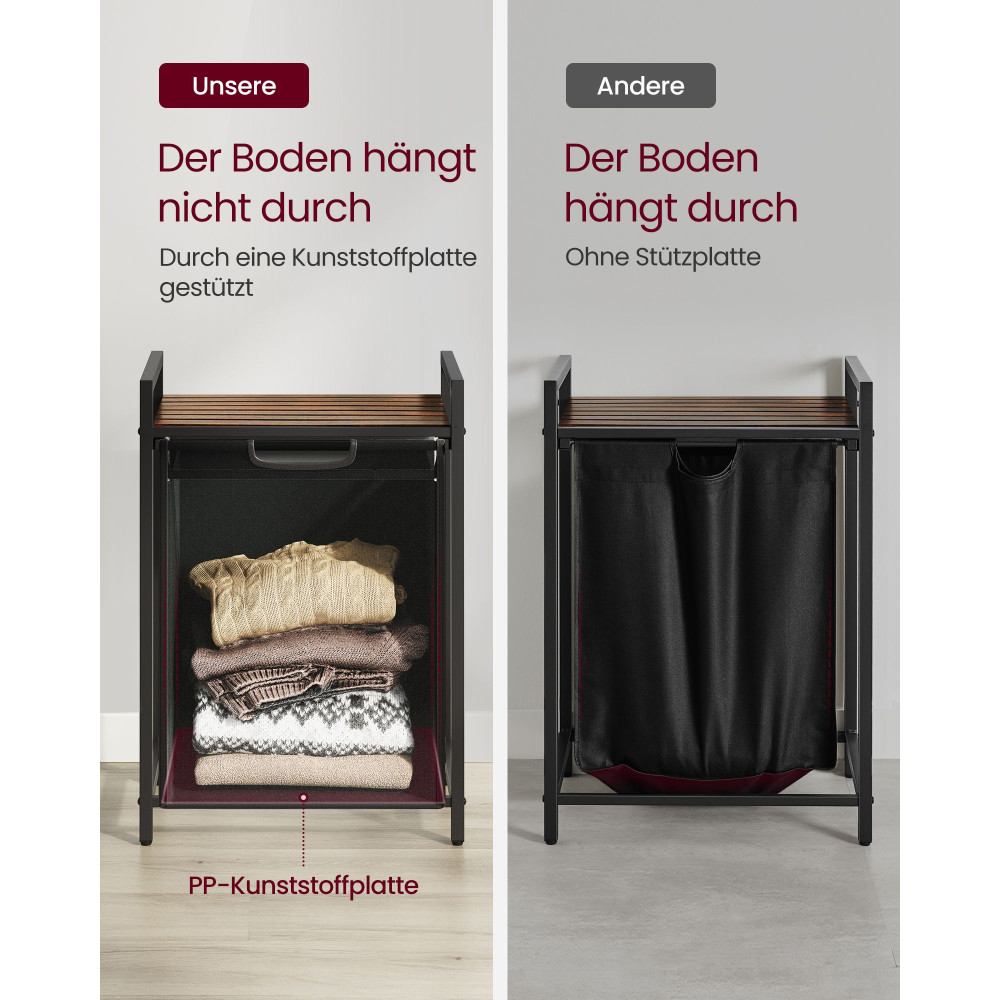 Produktbild för Laundry Basket Vintage Brown-black 50x33x76cm