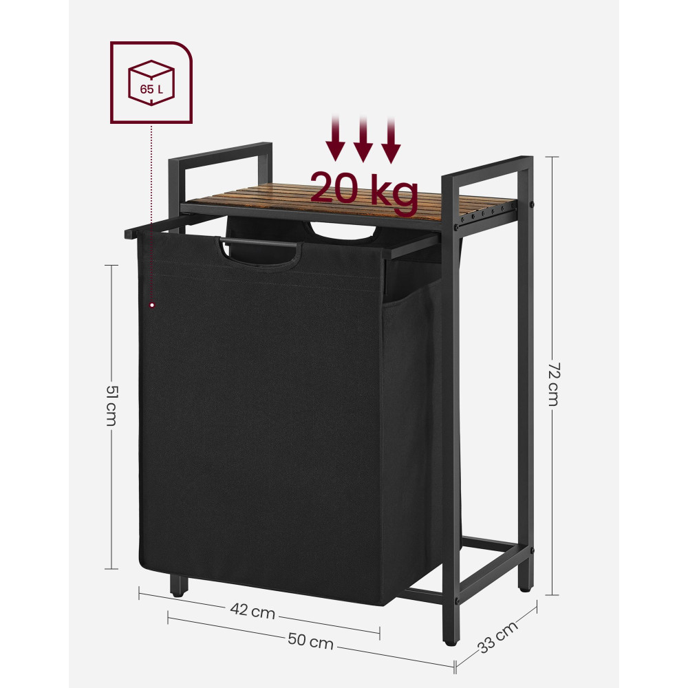 Produktbild för Laundry Basket Vintage Brown-black 50x33x76cm