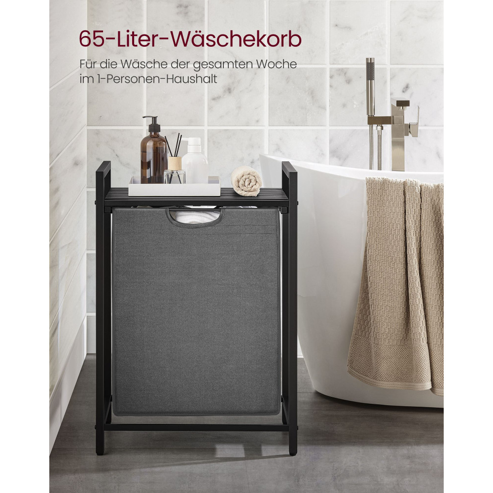 Produktbild för Laundry Basket Black, Gray 50x33x76cm
