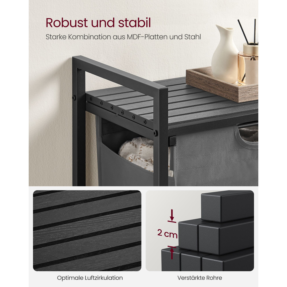 Produktbild för Laundry Basket Black, Gray 50x33x76cm