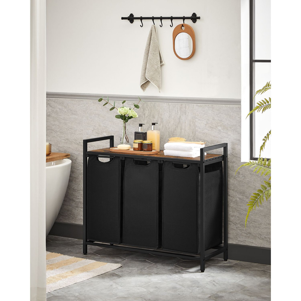 Produktbild för Laundry Basket Black, Retro Color 93×33×72cm