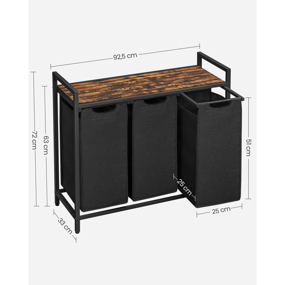 Produktbild för Laundry Basket Black, Retro Color 93×33×72cm