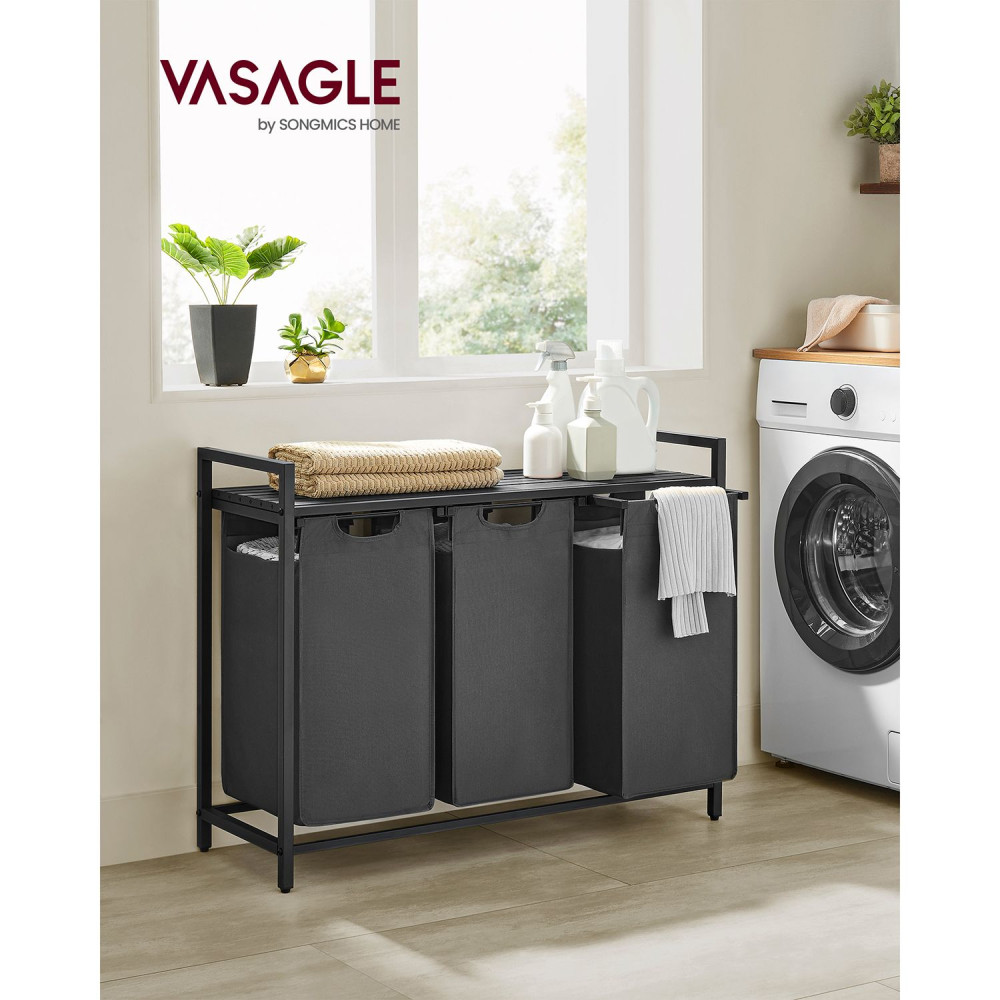 Produktbild för Laundry Basket Black, Gray 93×33×72cm