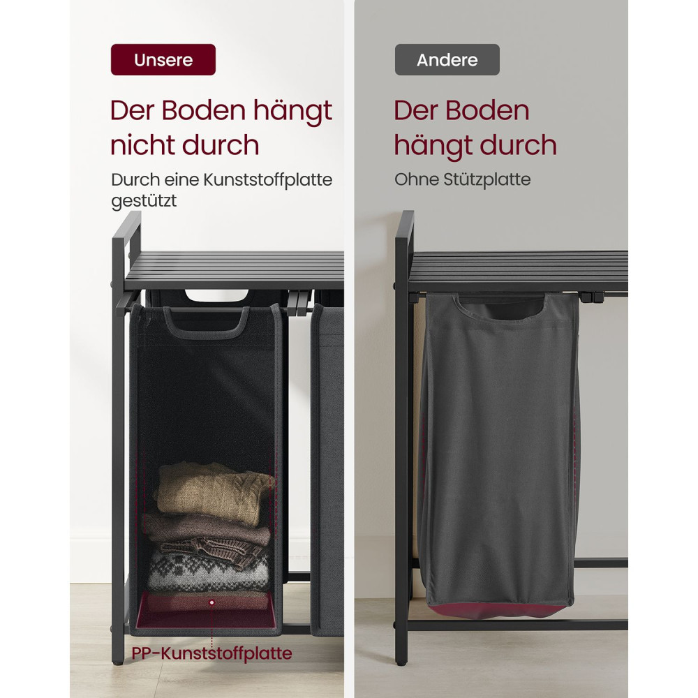 Produktbild för Laundry Basket Black, Gray 93×33×72cm