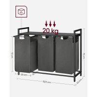 Produktbild för Laundry Basket Black, Gray 93×33×72cm