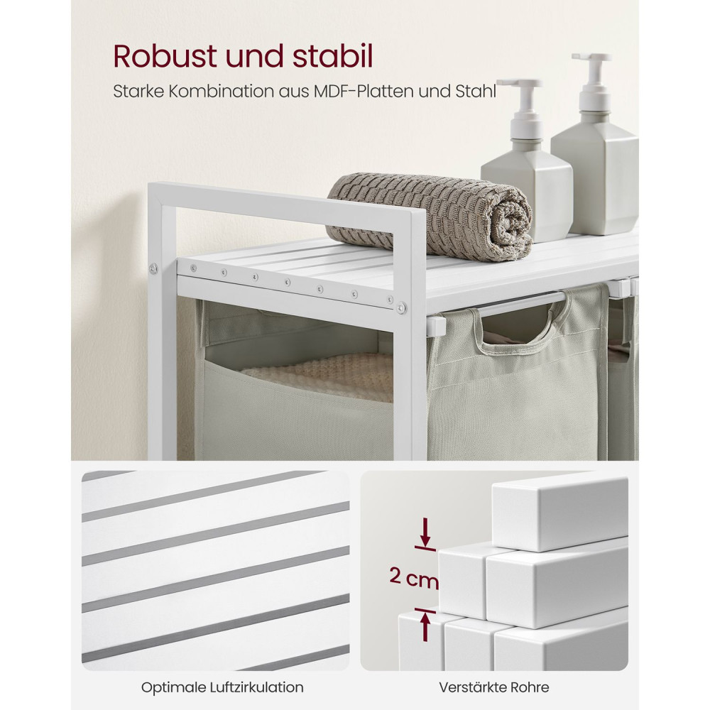 Produktbild för Laundry Basket White 93×33×72cm